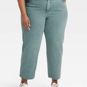 Ava and Viv Green High Rise Slim Straight Pants Size 26W New With Tags